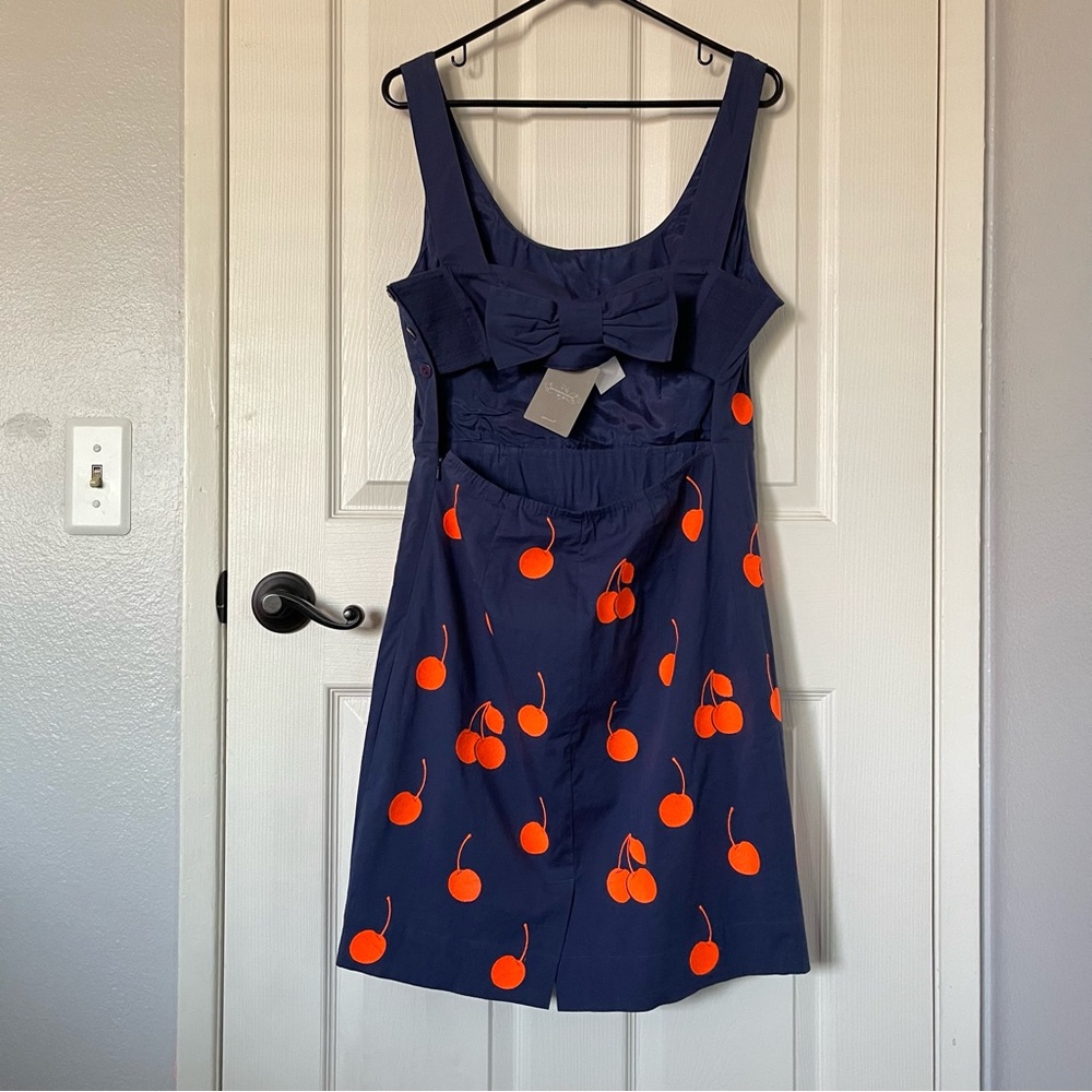 Anthropologie Leifnotes Embroidered Cherry Drop Motif Novelty Dress size 12 - Picture 4 of 9